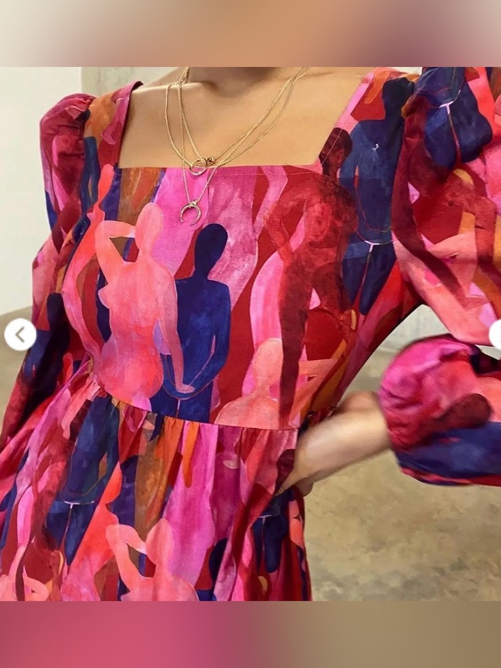 Never Fully Dressed Pinks Who Run the World Abstract Figure Long Sleeve Dress